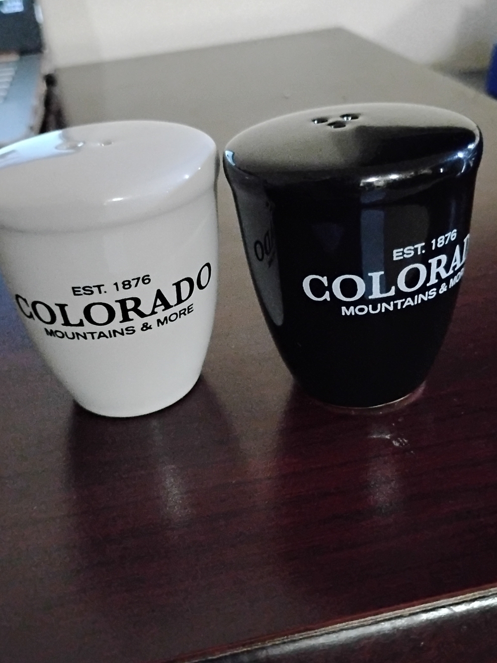 Colorado Souvenir Salt/Pepper Shakers Kitchen Decor Vintage White And Black